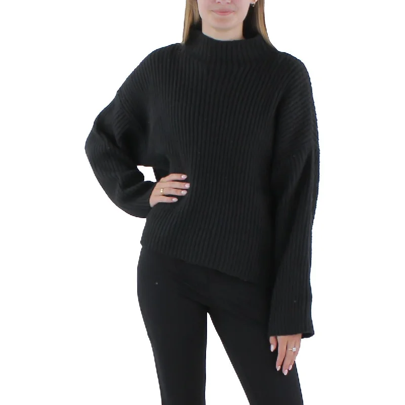 Editorial Design Steve Madden Womens   Ribbed Mock Neck Pullover Sweater