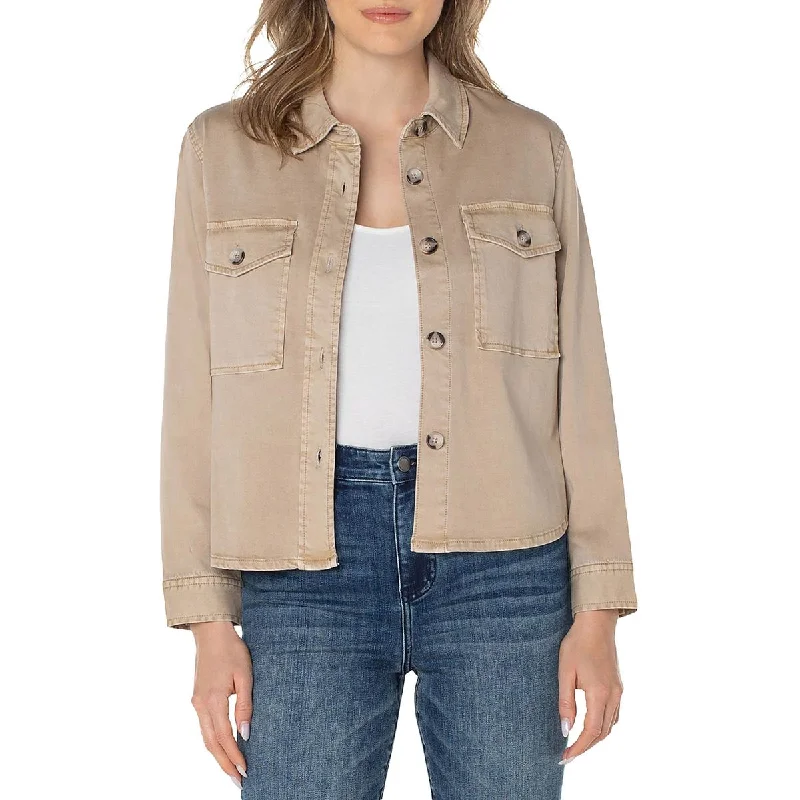 High Street Series Liverpool Los Angeles Womens Cropped Button-Down Shirt Jacket