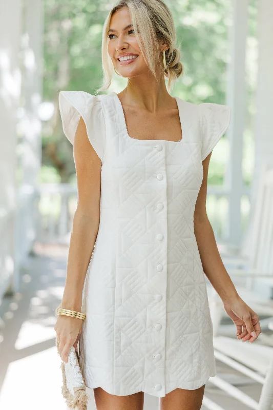 Classic Style Feeling It Off White Shift Dress