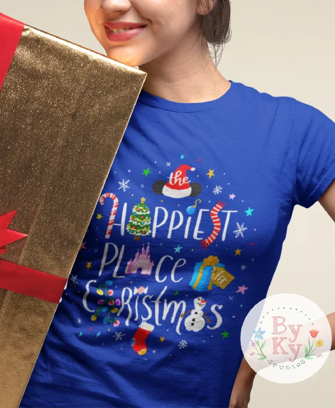 Free And Comfortable Happiest Place for Christmas Unisex Tee