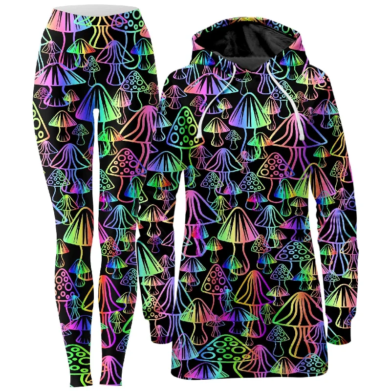 Trends Magic Mushrooms Hoodie Dress and Leggings Combo