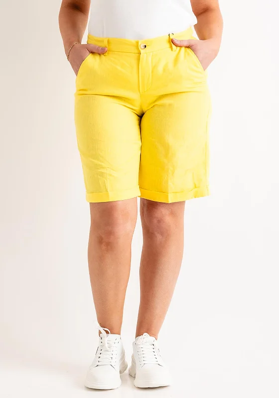 Fresh And Elegant Oui Bermuda Pure Linen Shorts, Yellow