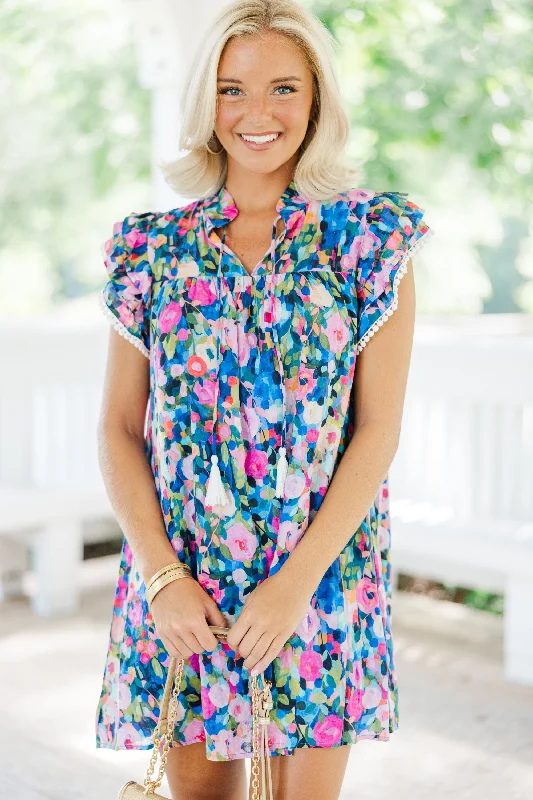 Fresh Wear Leave It All Behind Navy Blue Floral Dress