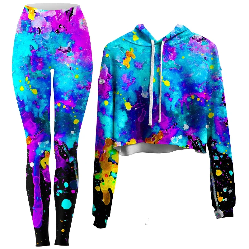 Fashion Must-have Abstract Crop Hoodie and Leggings Combo