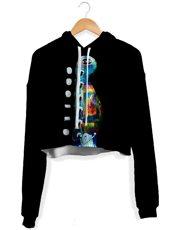 Exquisite Tailoring Spiral Guitar Fleece Crop Hoodie