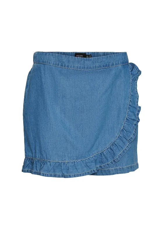 Energy Plan Vero Moda Nell Wrap Denim Skort, Medium Blue Denim