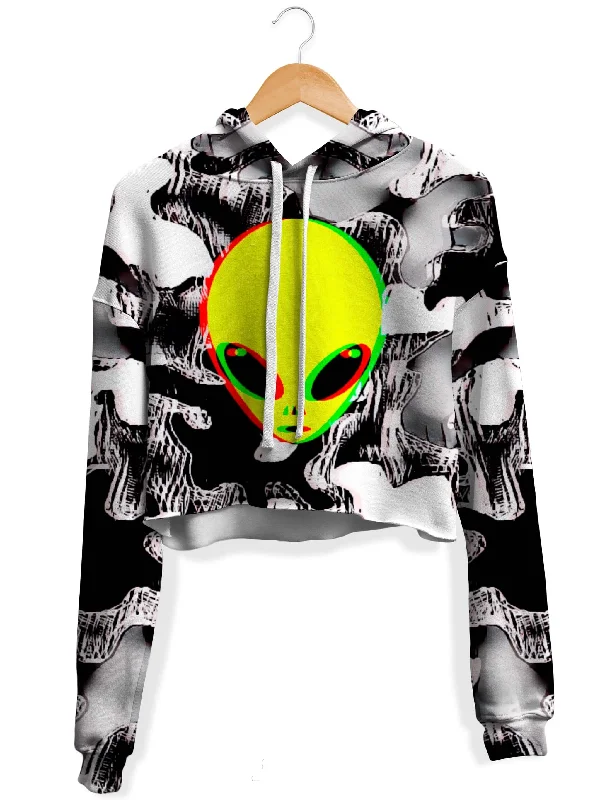 Must-have For Autumn And Winter Trippy Alien Fleece Crop Hoodie