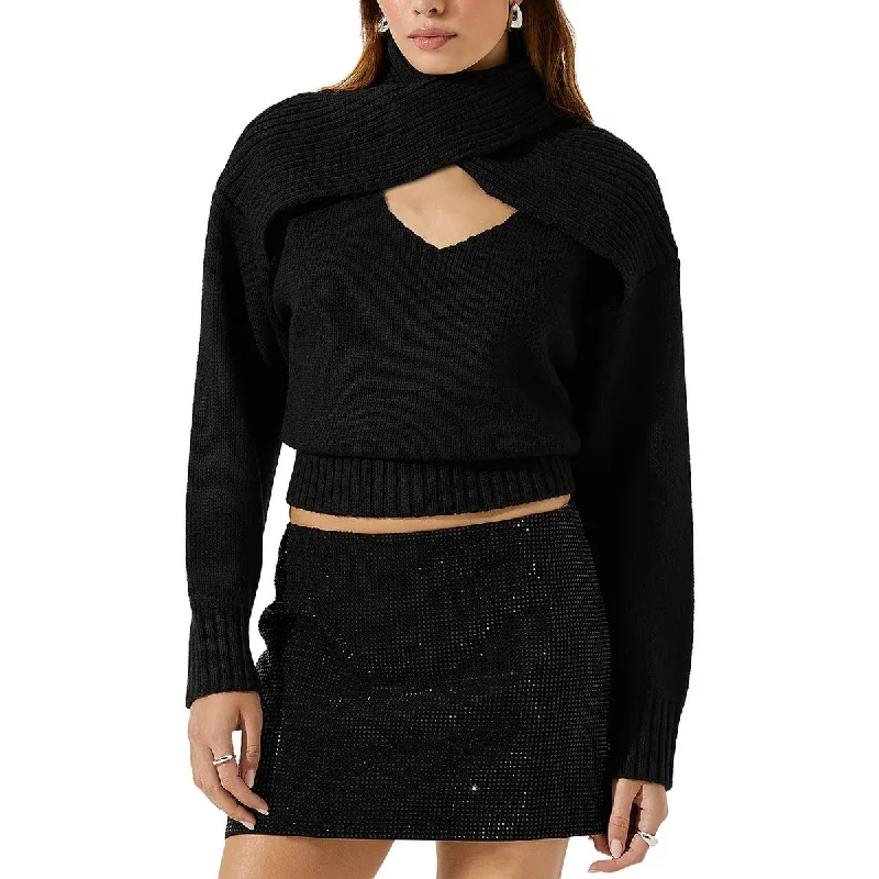 Exquisite Tailoring ASTR the Label Womens Pearson Cut-Out Ribbed Crop Sweater