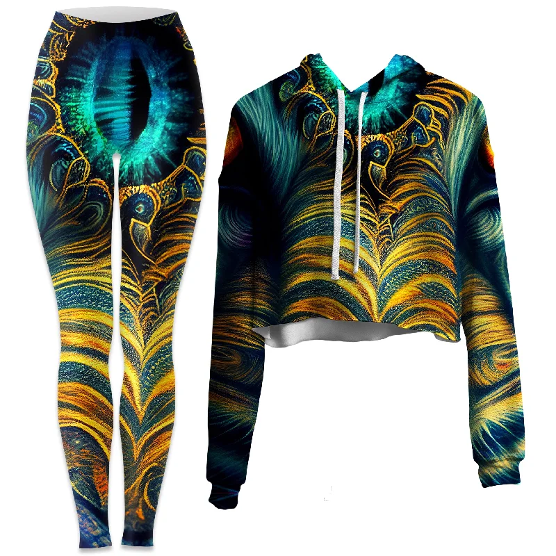 Editorial Design Tiger Eyes Psychedelic Crop Hoodie and Leggings Combo