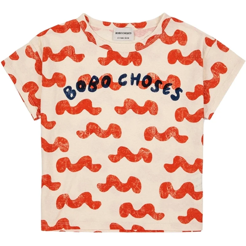 Bright Colors Bobo Choses White Waves All Over T-Shirt