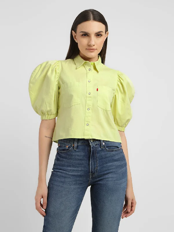 Dressing Tips Women's Solid Spread Collar Shirt