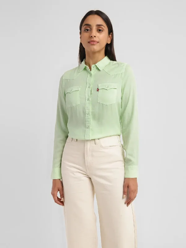 Integrated Design Women's Solid Spread Collar Shirt