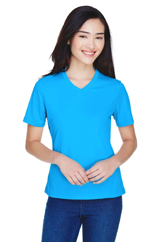 Retro Design Team 365 Womens Zone Performance Moisture Wicking Short Sleeve V-Neck T-Shirt - Electric Blue