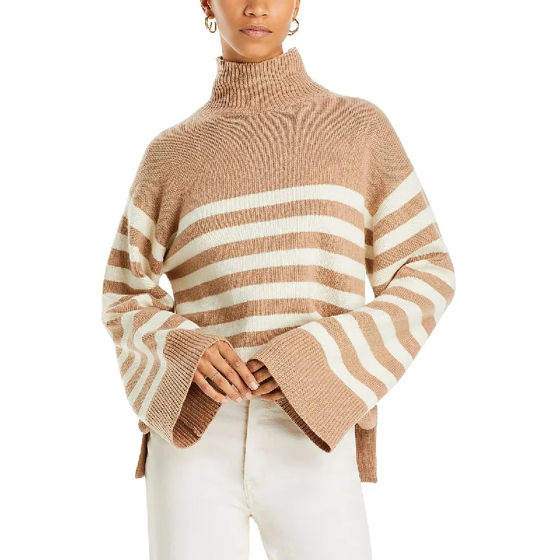 Exclusive Customization Theory Womens Wool Blend Ribbed Trim Mock Turtleneck Sweater