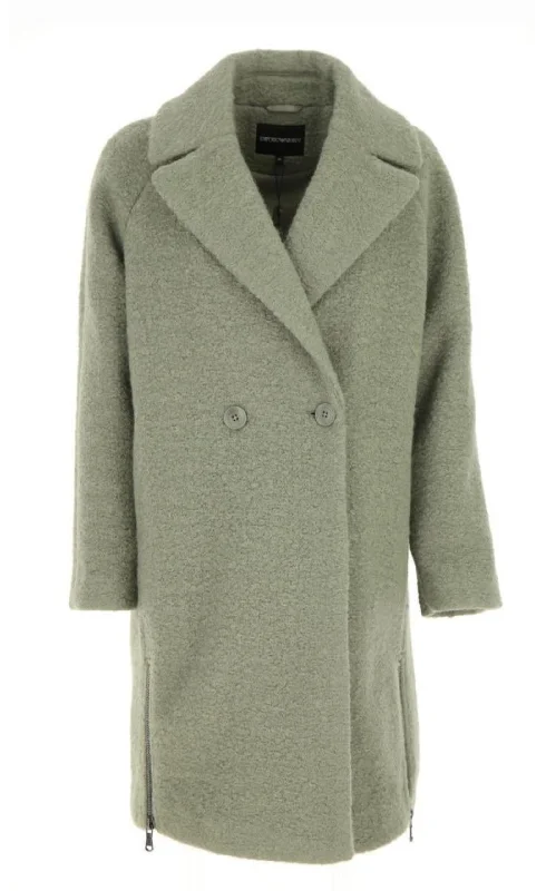 European Plan Double-breasted Celadon Green Coat