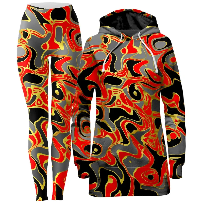 Street Fashion Abstract Journey Hoodie Dress and Leggings Combo