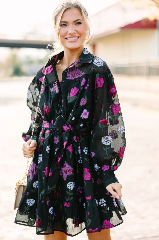 American Style Fate: It's Your World Black Floral Dress