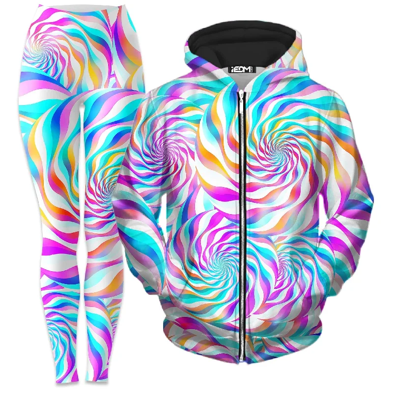 Easy Fashion Cloud Surfing Zip-Up Hoodie and Leggings Combo