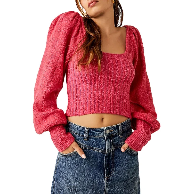 Fashion Must-have Free People Womens Katie Bishop Sleeve Ribbed Knit Pullover Sweater