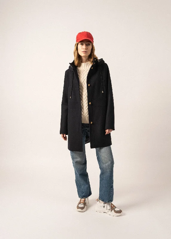 High-end Wear Ste Katia Hooded Coat - in wool fabric (NAVY)