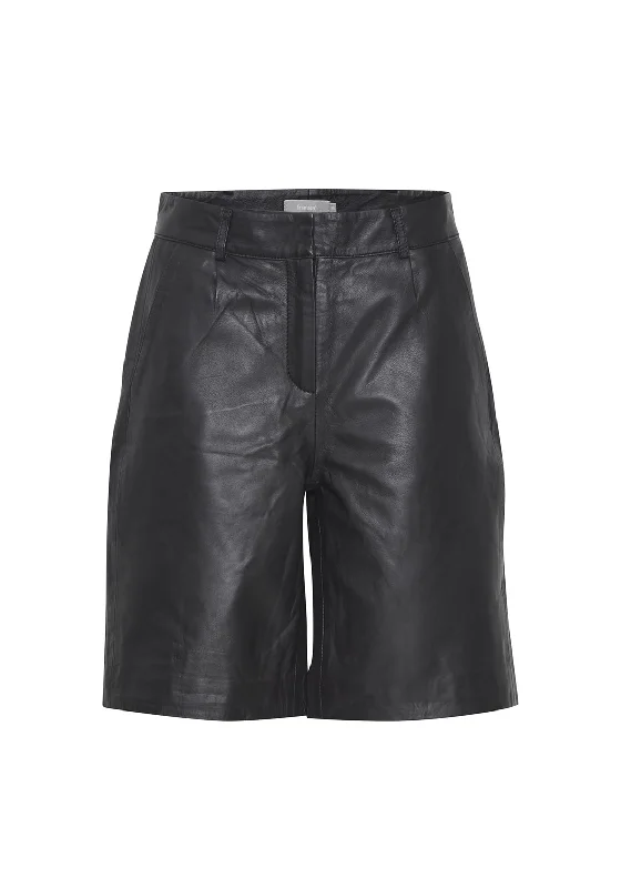 Design Trend Fransa Faux Leather Shorts, Black