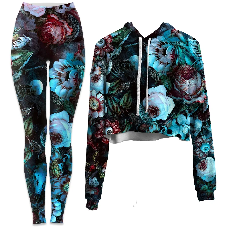 Cozy Look Eyes Of Darkness Crop Hoodie and Leggings Combo