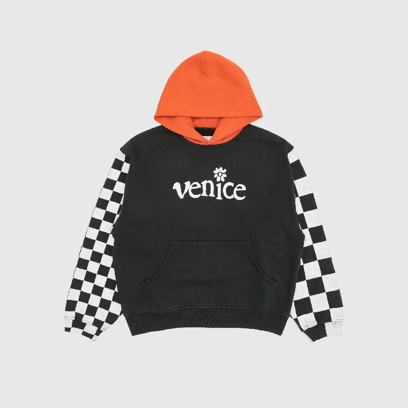 Economic Outlook VENICE CHECKER SLEEVE KNIT HOODIE