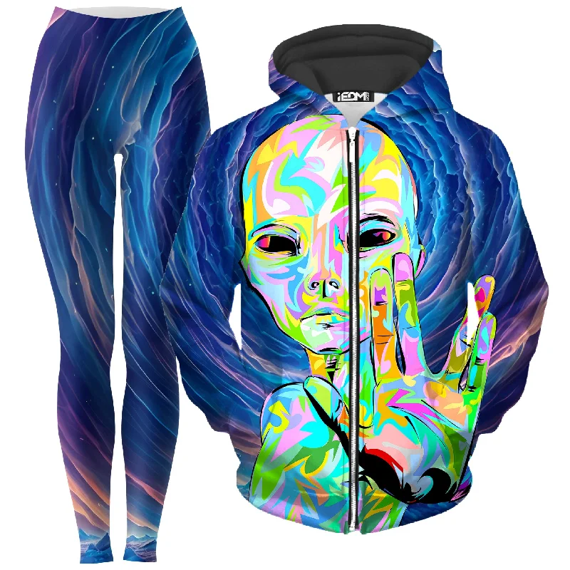 Personalized Wear I Come in Peace Zip-Up Hoodie and Leggings Combo