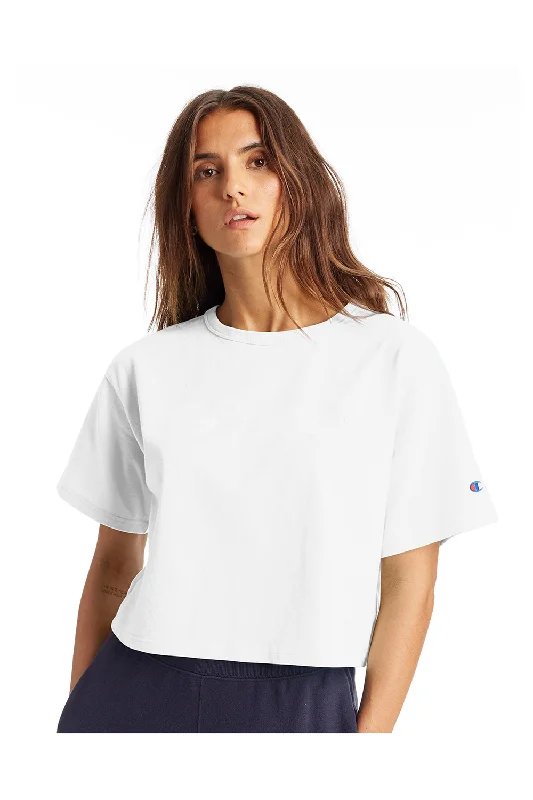 High Street Fashion Champion Womens Heritage Cropped Short Sleeve Crewneck T-Shirt - White