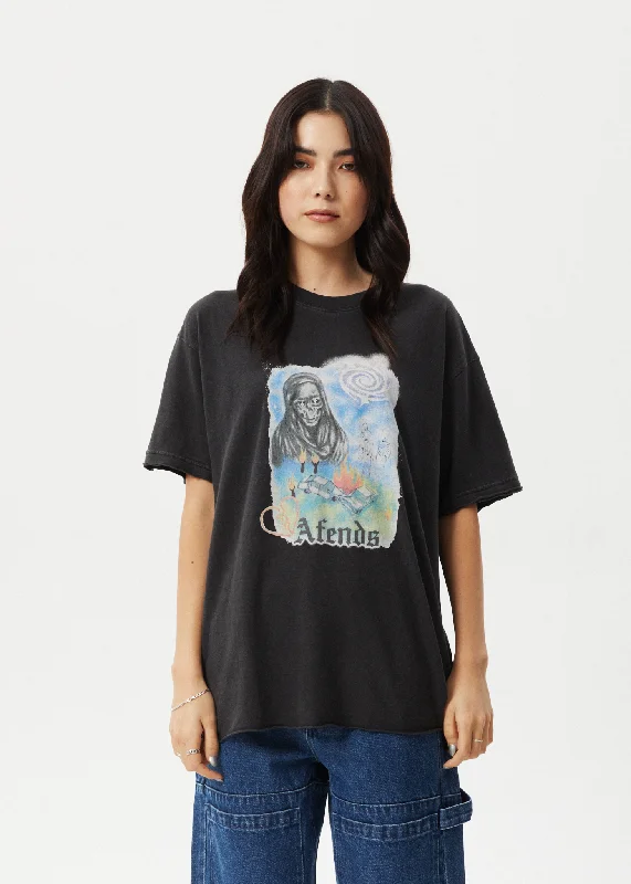 Relaxed Style AFENDS Womens Nirvana - Oversized Tee - Stone Black