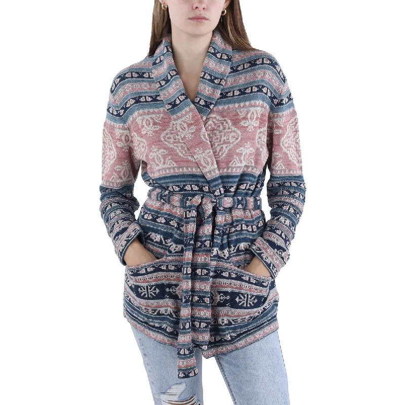 High-end Customization Lauren Ralph Lauren Womens Aztec Print Linen Cardigan Sweater