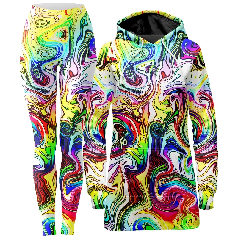 Quality Tailoring Swirly Gig Hoodie Dress and Leggings Combo