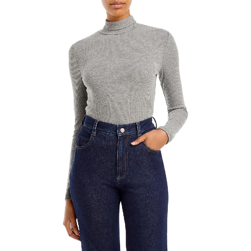 Simple Design Aqua Womens Ribbed Heathered Turtleneck Sweater