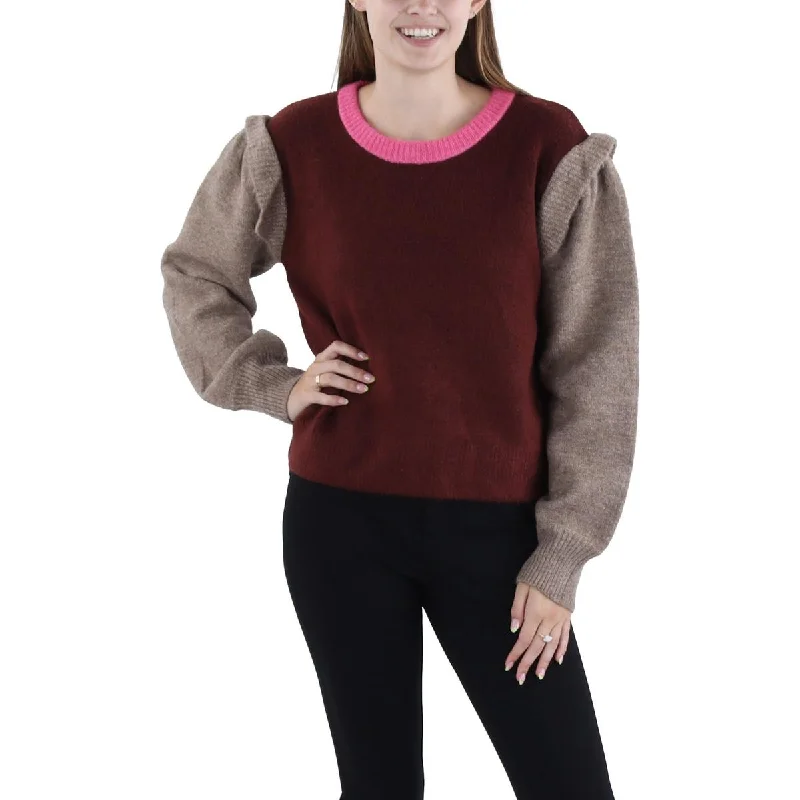 Daily Comfort Vigoss Womens  Colorblock Ribbed Mock Neck Pullover Sweater