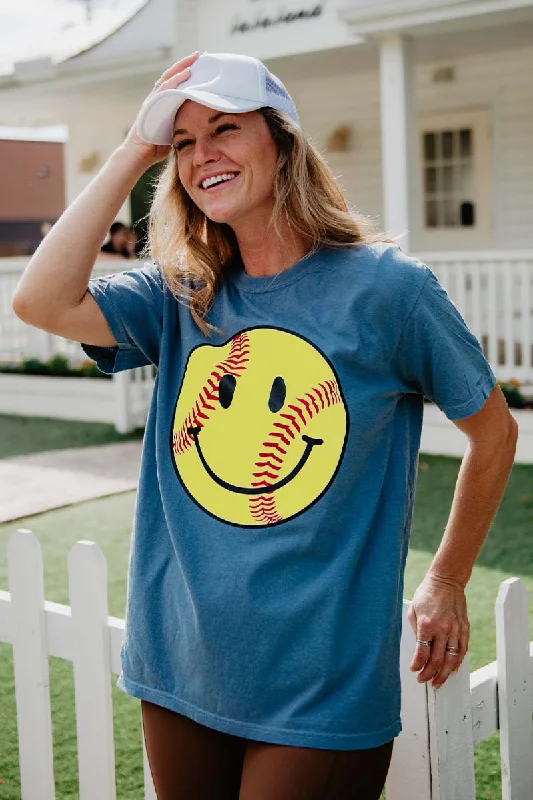 Energy Wear Softball Happy Face Graphic Tee