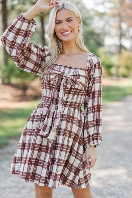 Fashionable And Fashionable All That You Love Brown Plaid Dress