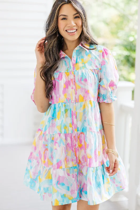 Comfortable Outfits Feeling Your Best Pink Abstract Dress