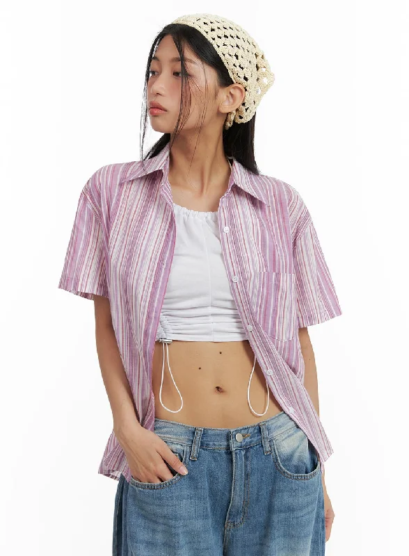 Fashion Concept Stripe Buttoned Oversized Shirt CA423