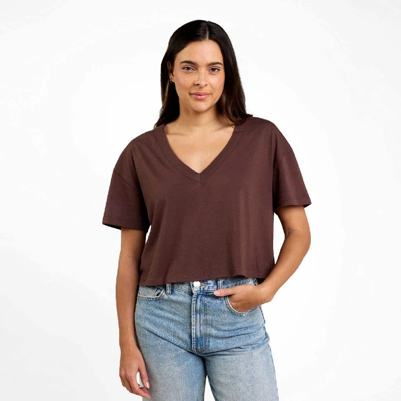 Integrated Design Boxy V-Neck Tee | Coffee