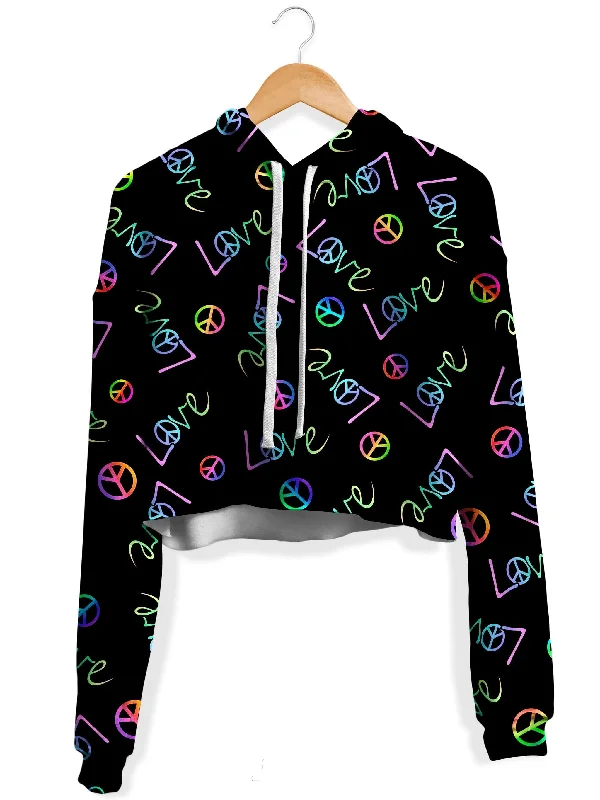 Fashion Wear Peace and Love Fleece Crop Hoodie