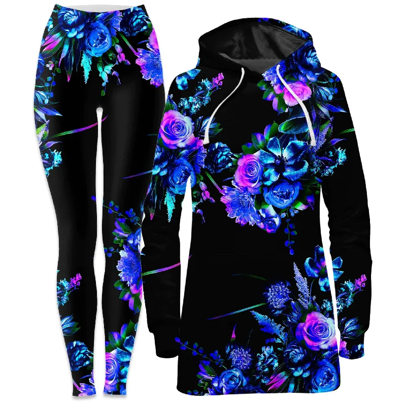 Casual Wear Midnight Garden Hoodie Dress and Leggings Combo