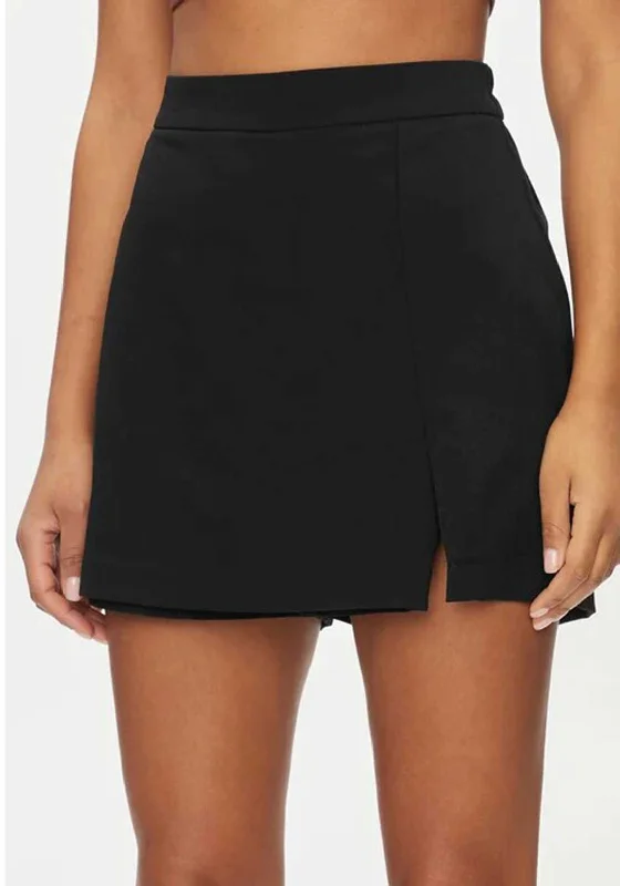 Tropical Style Pieces Bosella High Waist Mini Skort, Black