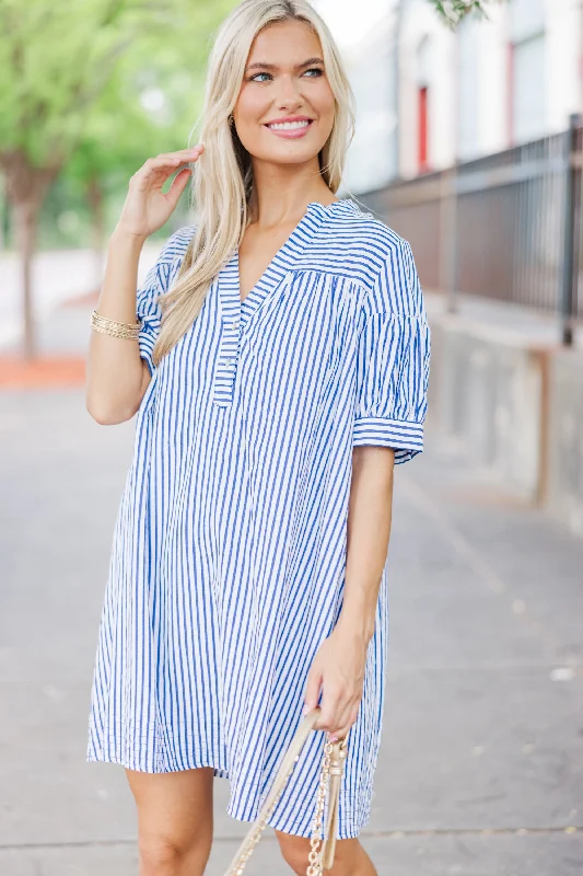 Must-have For Autumn And Winter Head Of The Class Navy Striped Dress