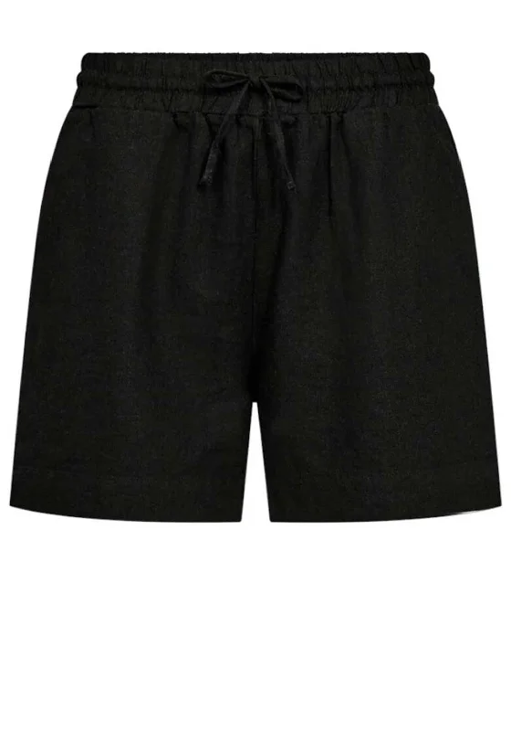 Fashionable In The Times Freequent Lava Linen Shorts, Black