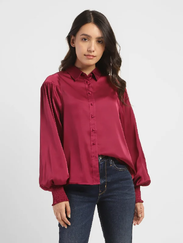 Minimal Classic Women's Solid Spread Collar Shirt