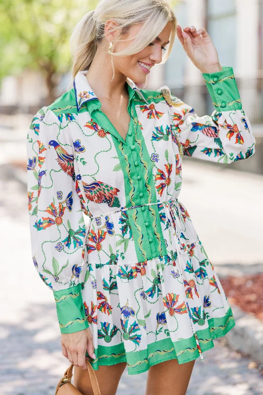 Sports Trend More Than Enough Green Floral Dress