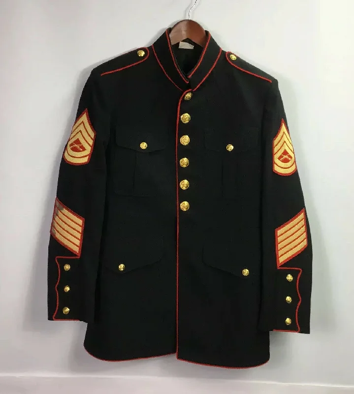 Fresh And Elegant Authentic Very Rare 46R USMC Gunnery Sergeant Dress Blue Jacket = SOLD