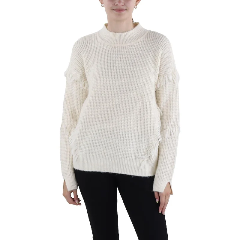 Romantic Temperament MICHAEL Michael Kors Womens Fringe Pullover Mock Turtleneck Sweater