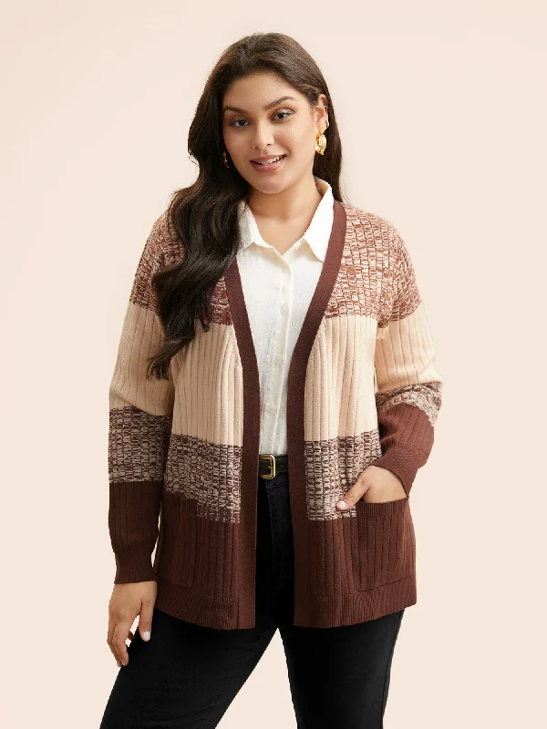 Must-have For Autumn And Winter Supersoft Essentials Textured Colorblock Contrast Cardigan