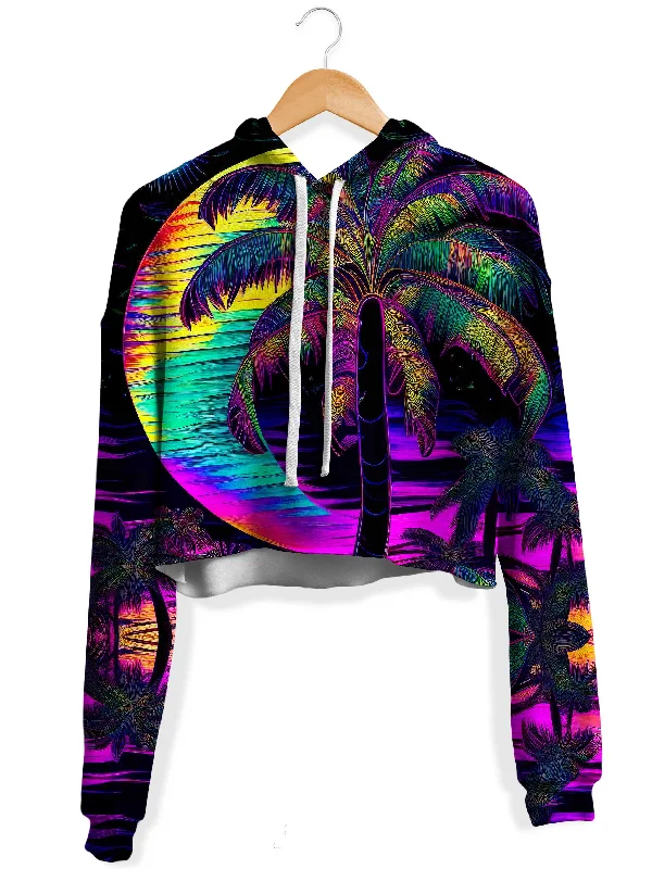 Dressing Tips Neon Nights Fleece Crop Hoodie